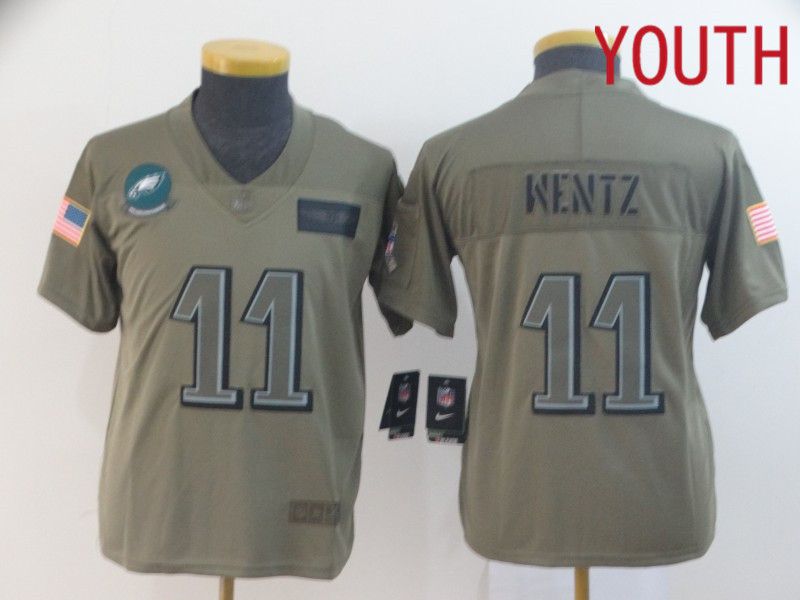 Youth Philadelphia Eagles #11 Wentz Nike Camo 2019 Salute to Service Limited NFL Jerseys